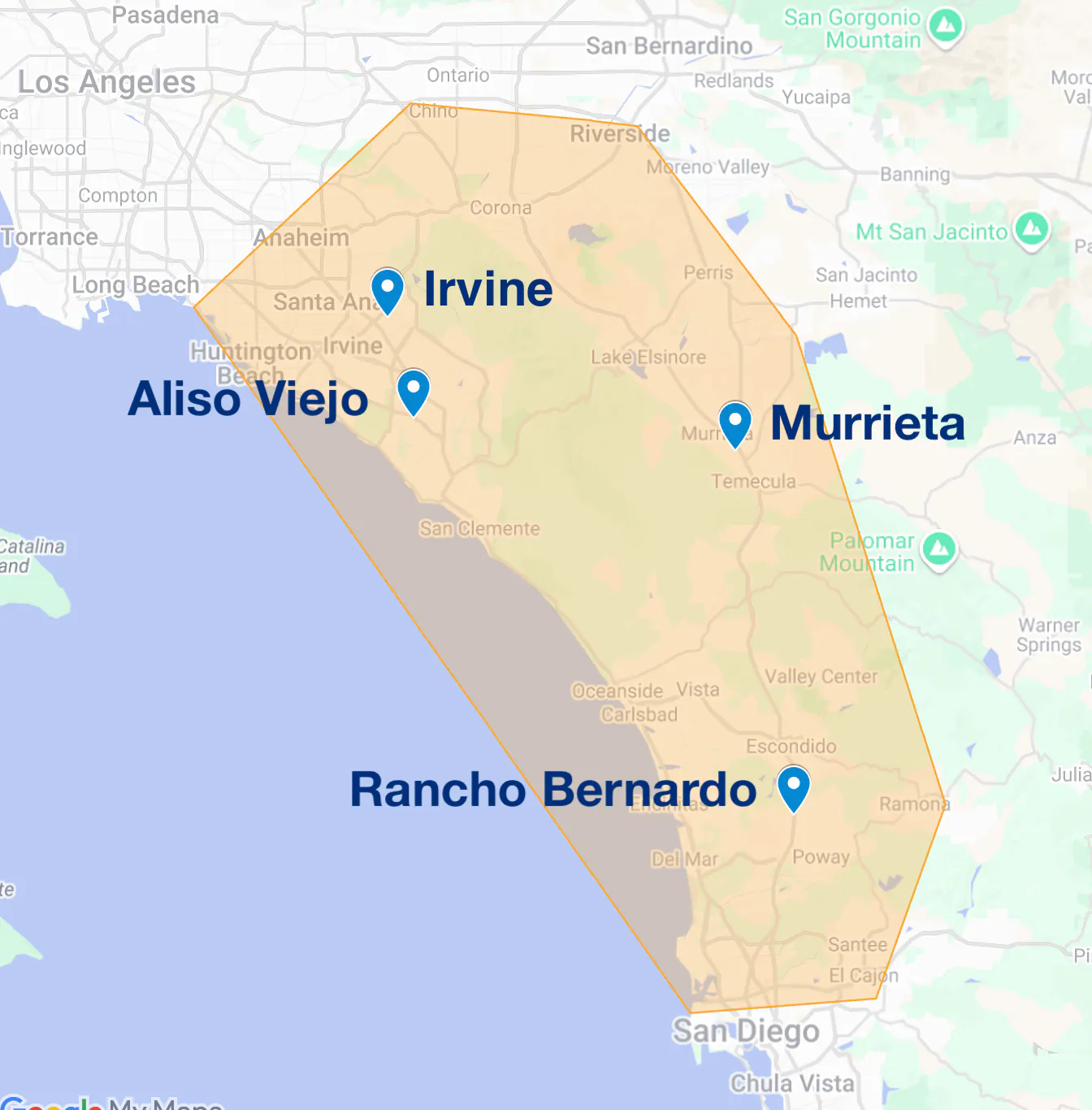 Cali's Choice service area map