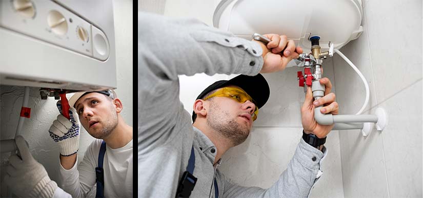 expert repairing water heater